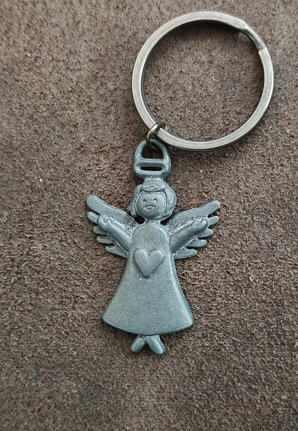 1990s Vintage Pewter Angel Keychain/Keyring