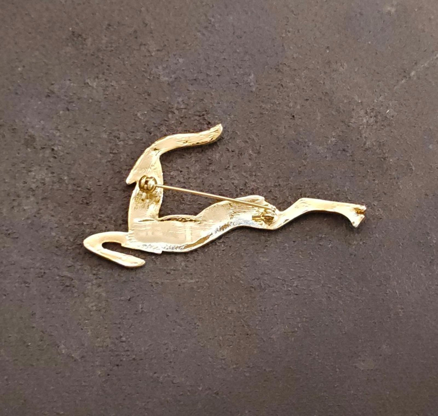 80s Large Gold Tone Leaping Gazelle or Impala With Sparking Rhinestones Brooch