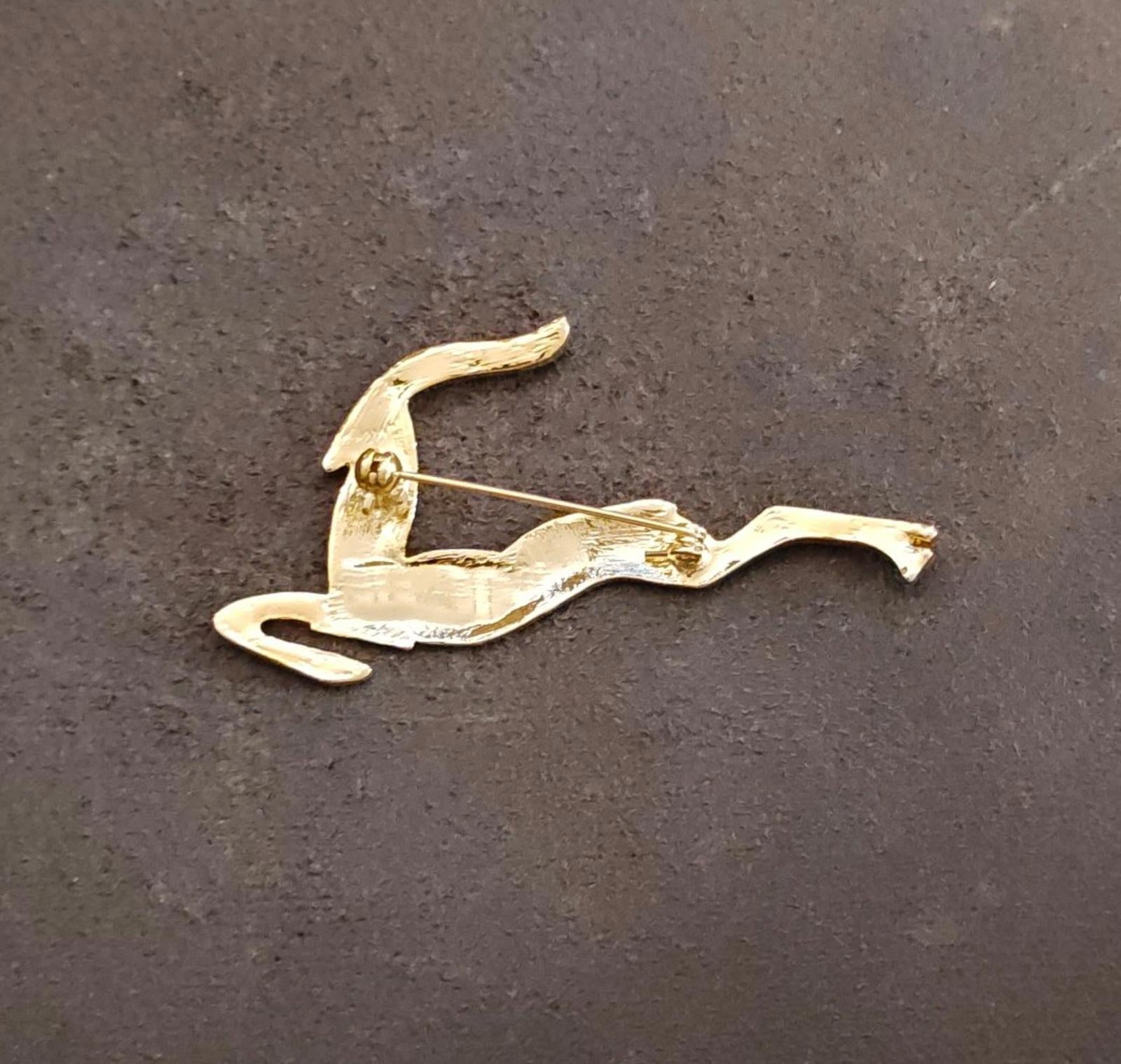 Gold-tone brooch back with pin and clasp for leaping gazelle/impala design