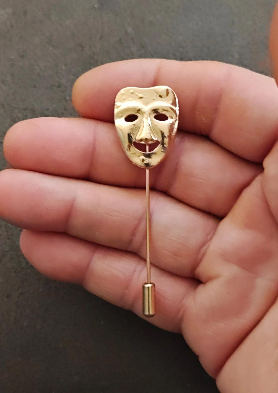 Rose Gold Tone Mask Stick Pin