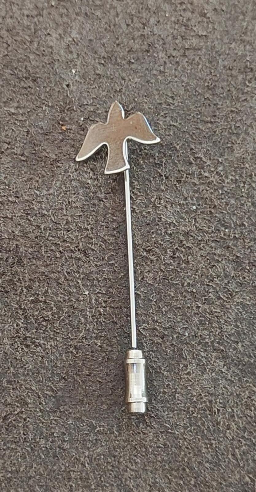 1970s Silver Tone Dove Stick Pin