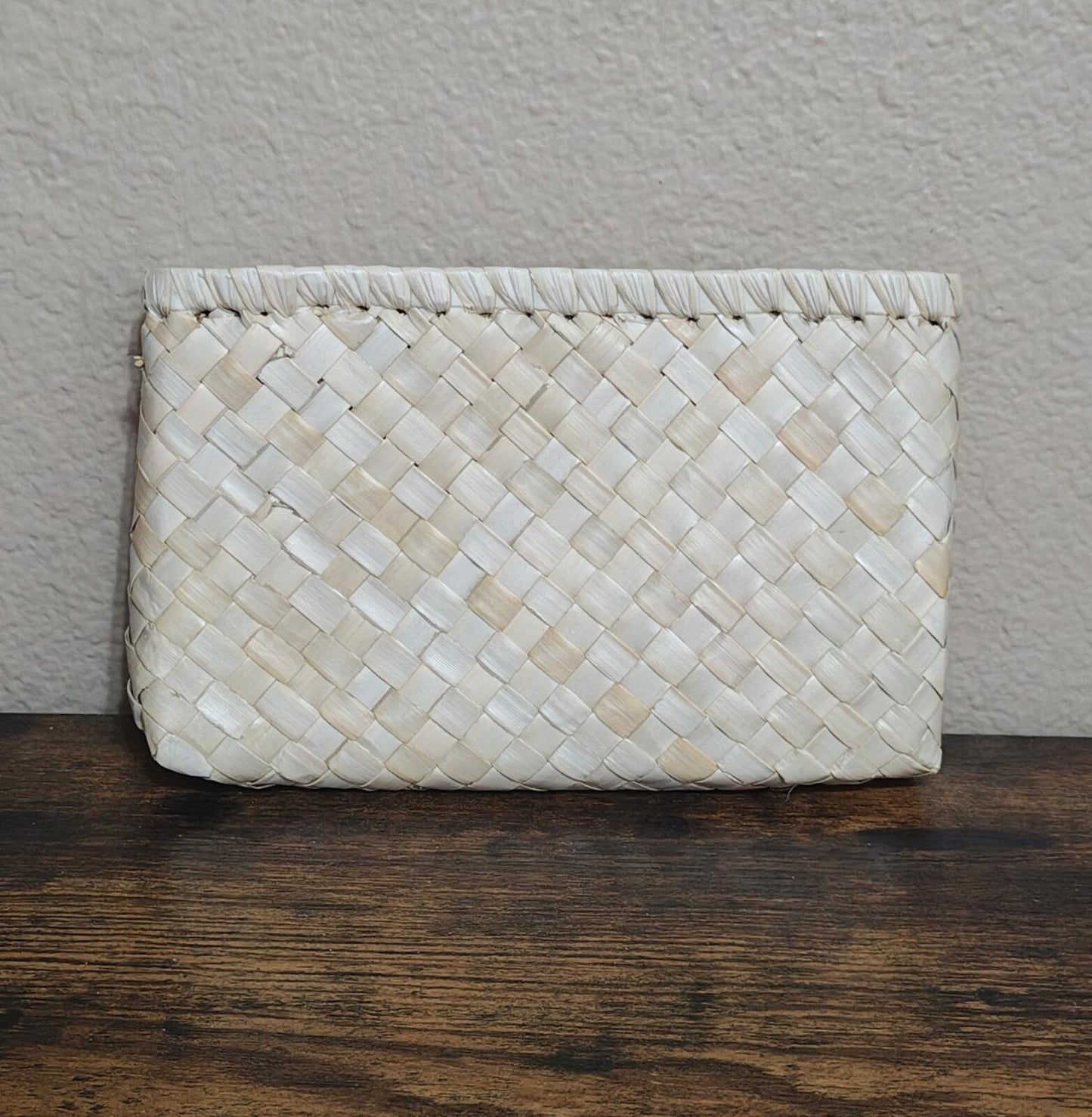 Traditional Handwoven Souvenir Pouch With Wooden Philippine Tarsier Emblem