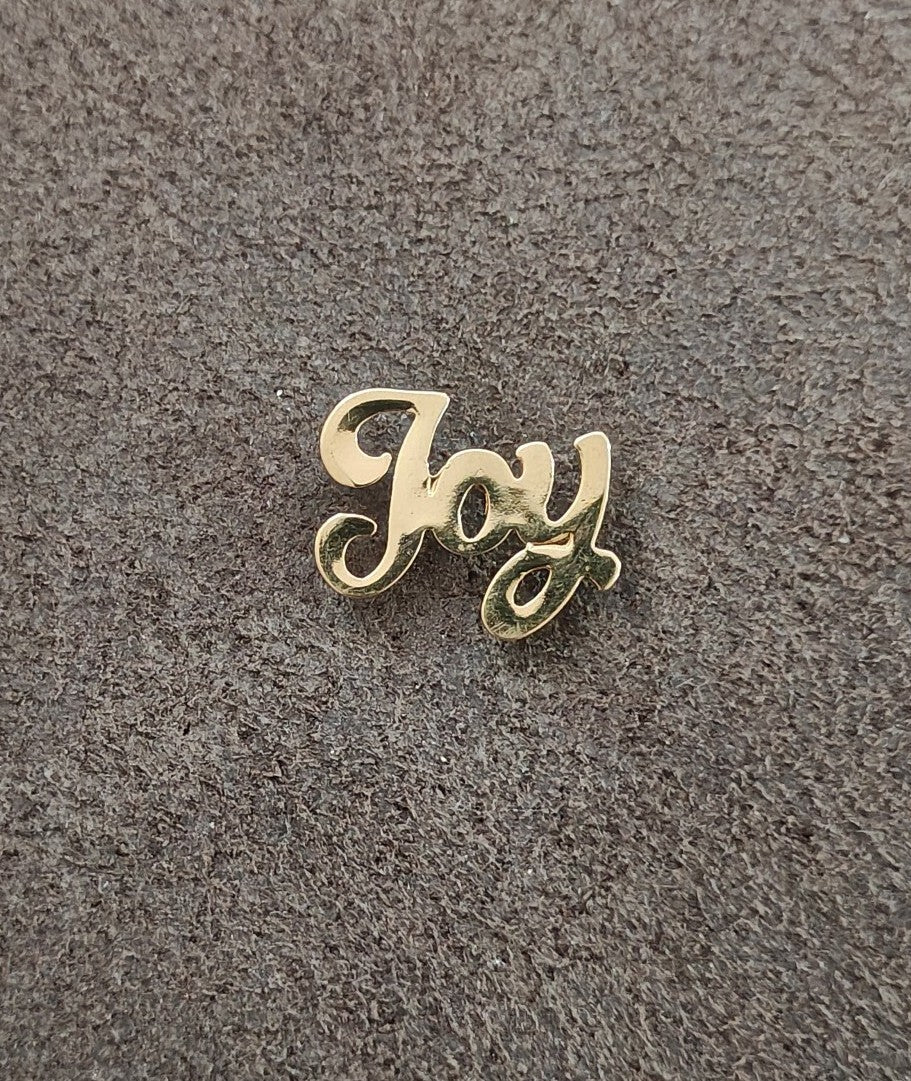 1980s Gold Tone Cursive "Joy" Script Pin