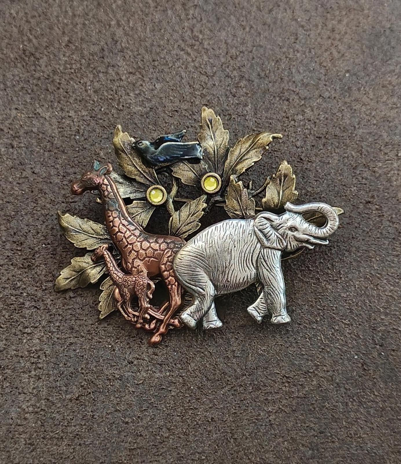 1980s Signed Kenneth Cole Safari Mixed Metal Brooch