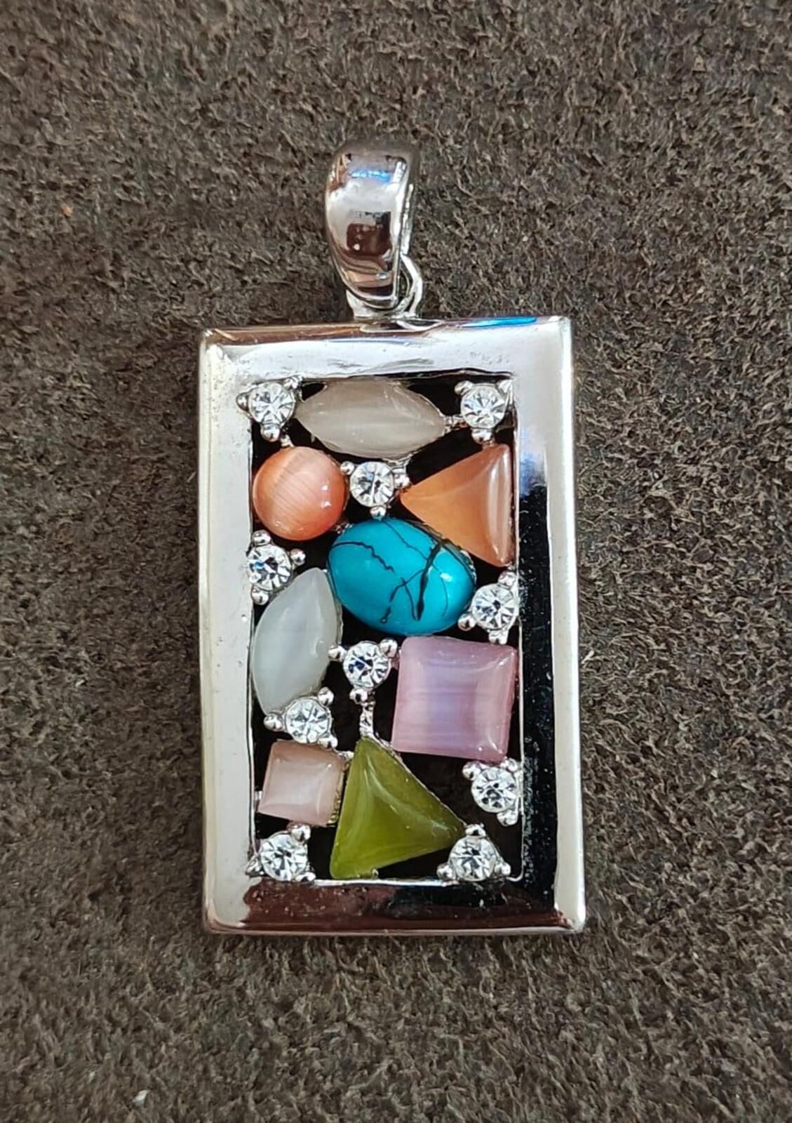 Lia Sophia Galileo Turquoise And Pastel Silver Tone Pendant