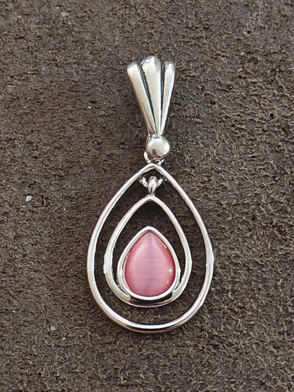 2000s Silver Tone Lia Sophia "Cotton Candy" Teardrop Pendant