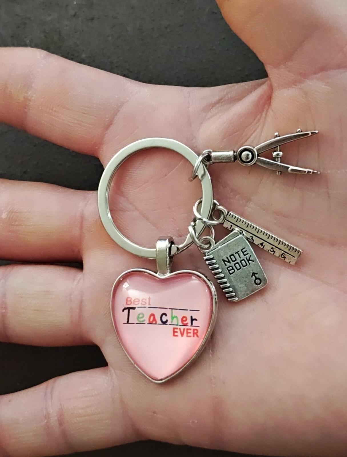 Best Teacher Ever Teacher Appreciation Silver Tone Keychain