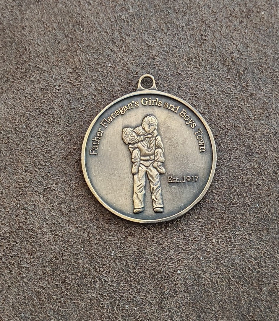 1990s Father Flanagan's Boys & Girls Town Silver Tone Medallion/Pendant