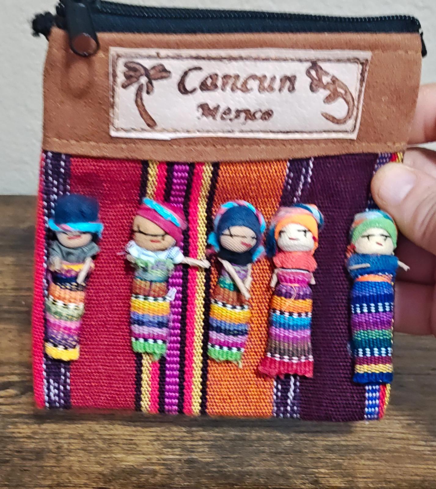 Handmade Cancun, Mexico Souvenir Worry Doll Purse