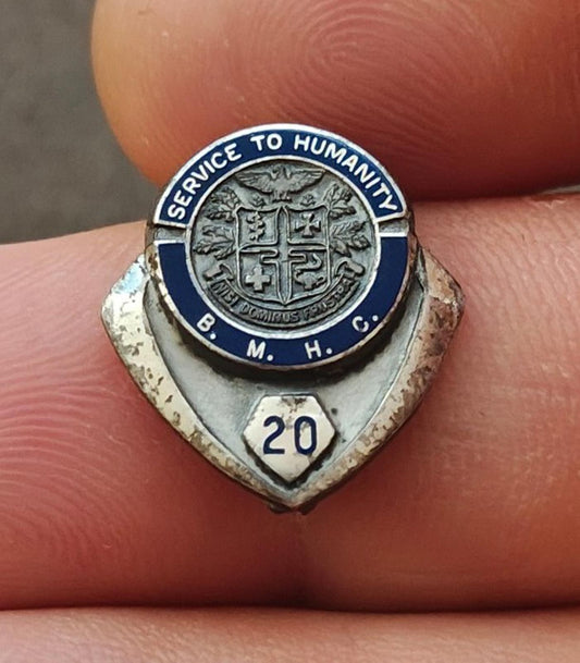 1970s Sterling Silver Boone Memorial Health Complex 20 Year Service Enamel Pin