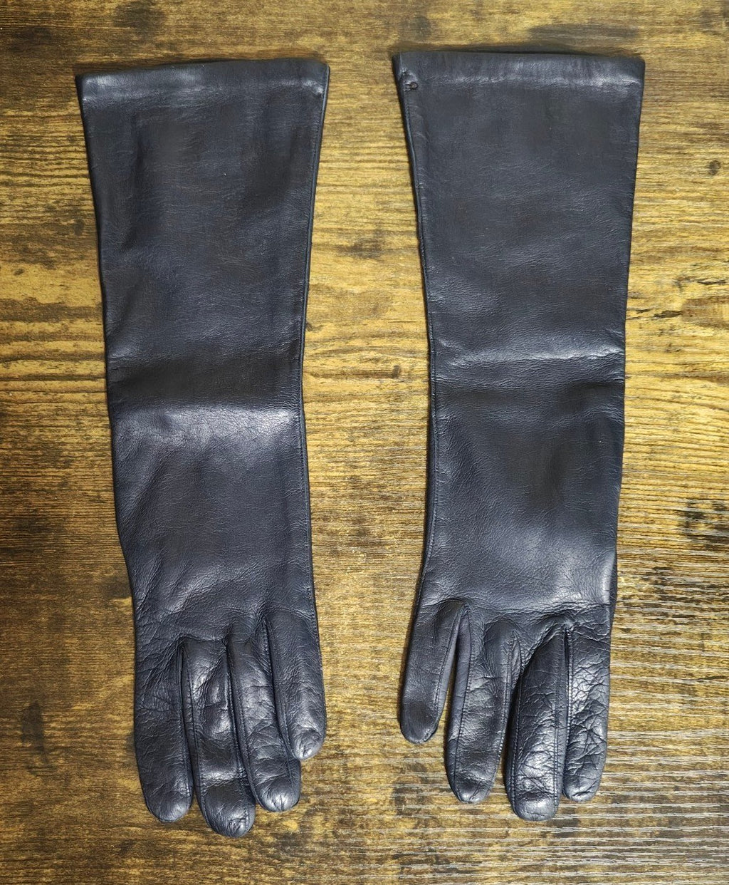 1950s/60’s Bamberger’s New Jersey Dark Navy Blue Long Leather Gloves