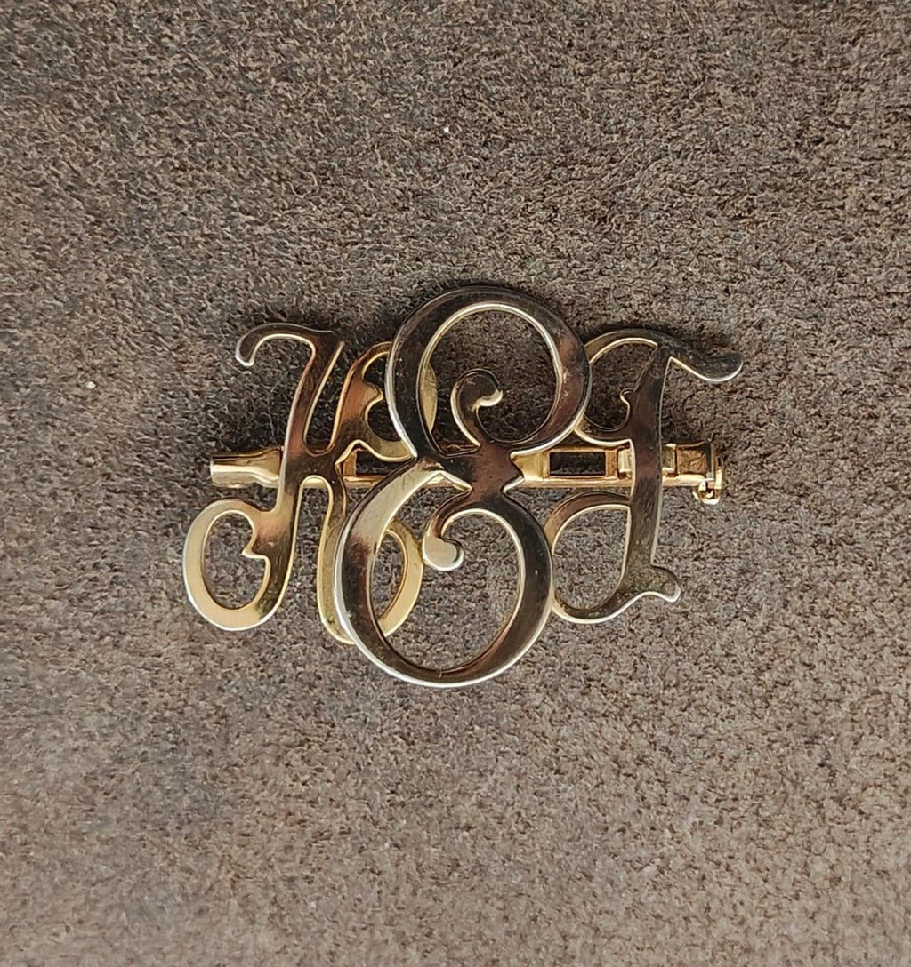 1950s Vintage Monogram Initial KEG Gold Tone Brooch Pin.