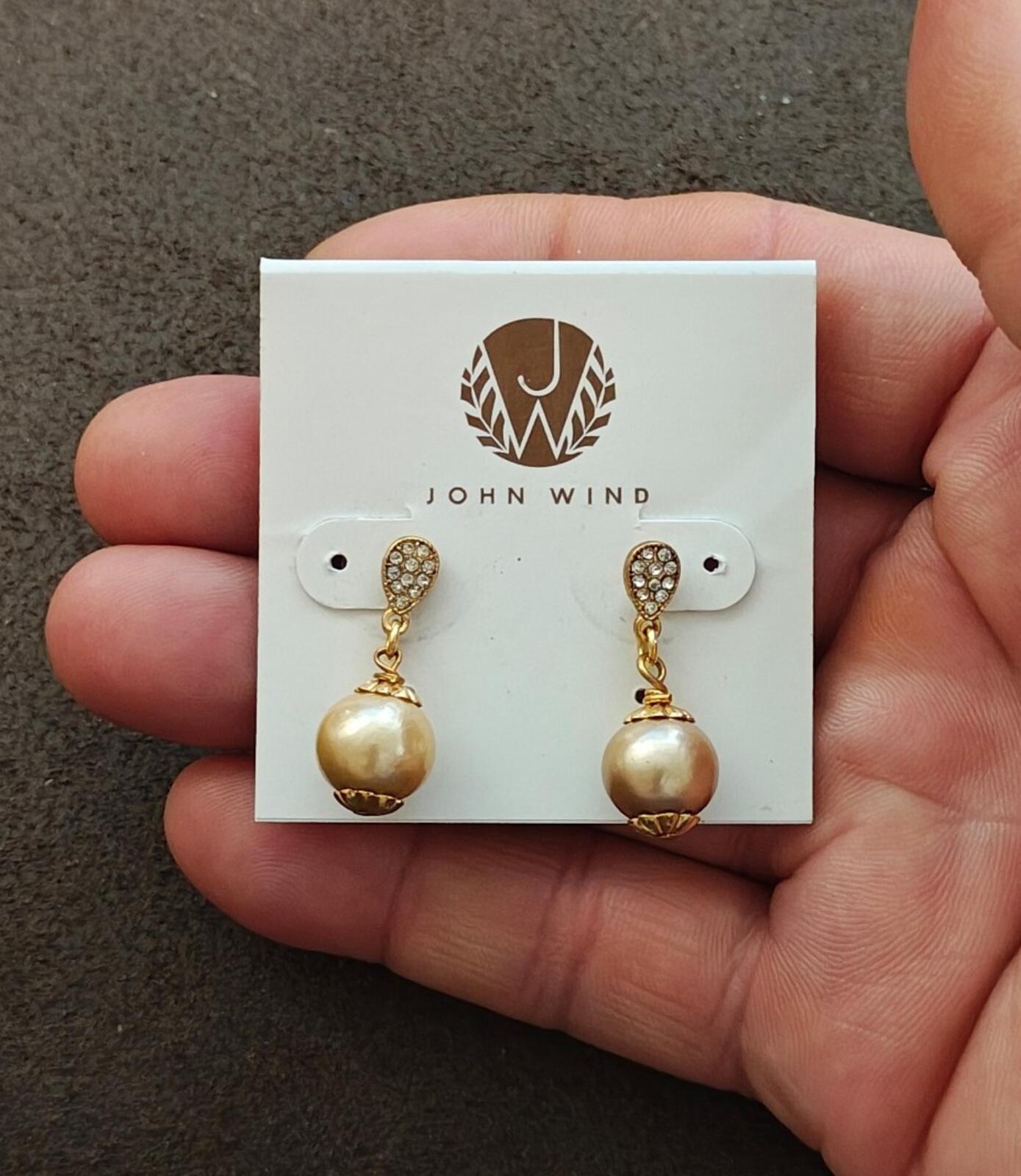 John Wind Dangle Drop Gold Tone Earrings New