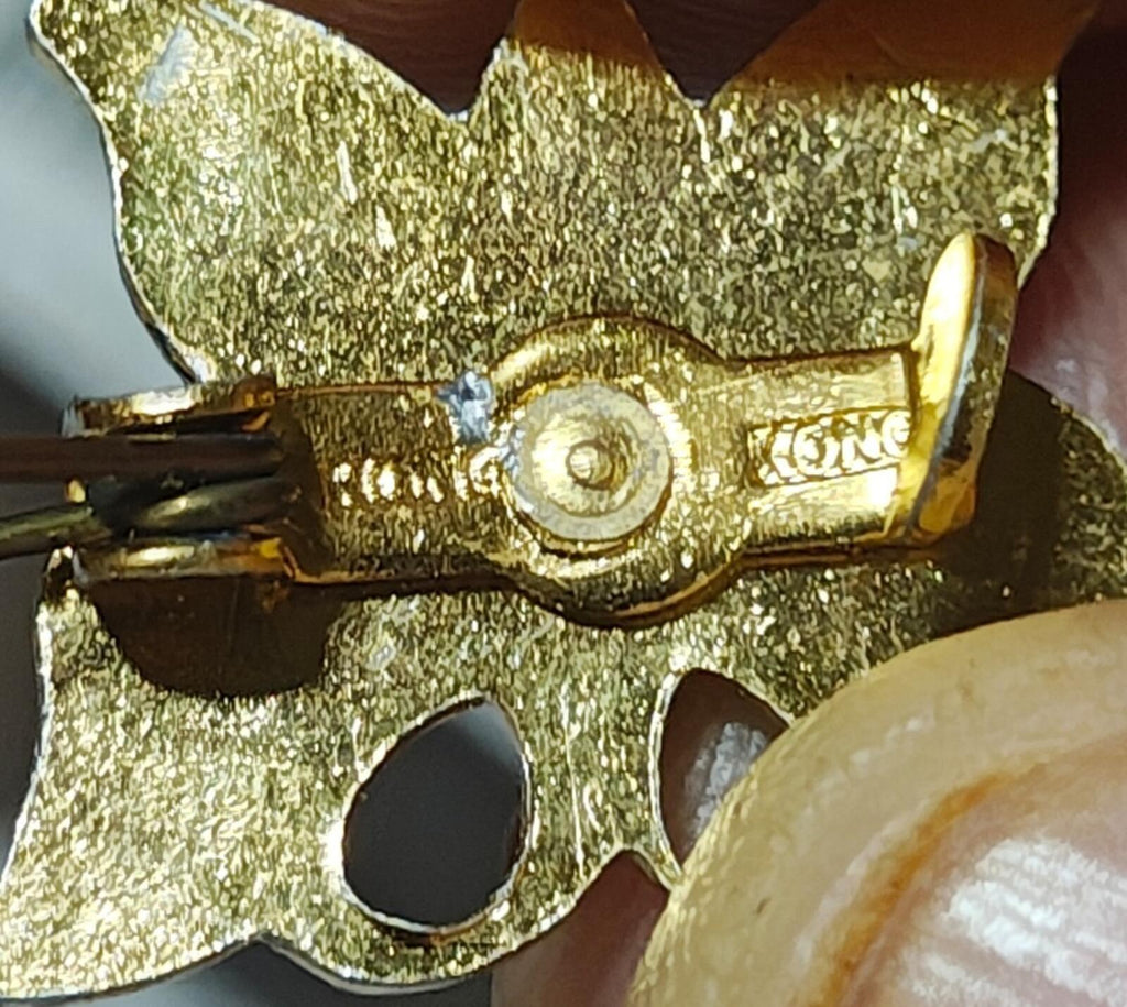 1960s/70s Gold Tone Enamel Butterfly Brooch