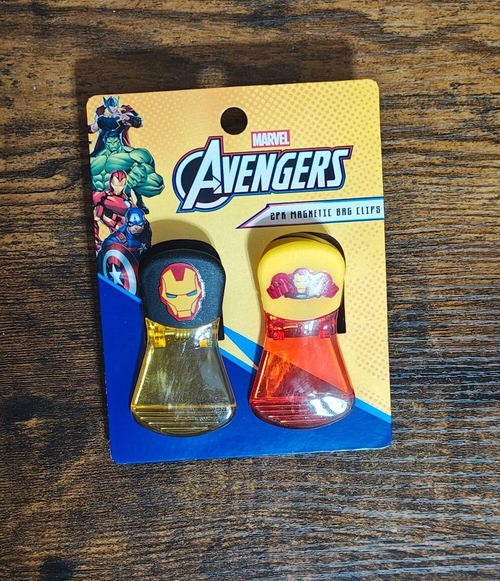 Set Of 2 Marvel Avengers 2-Pack (Total 4 Clips) Magnetic Bag Clips New