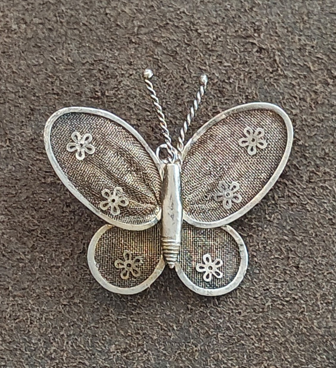 1960s/70s Silver Tone Mesh Butterfly Brooch & Pendant-Dual-Use Pin