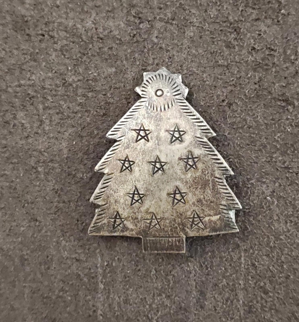 1970s Silver Tone Christmas Tree Brooch