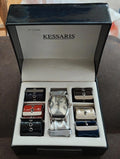 KESSARIS ladies quartz watch gift set in box with silver watch and interchangeable straps