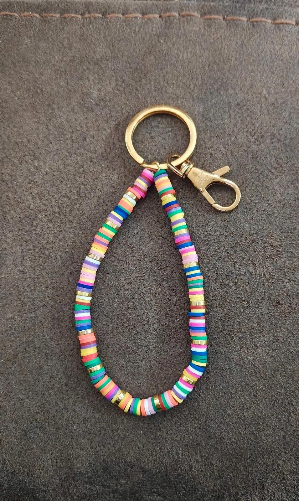 Colorful Handmade Heishi Beaded Bracelet Keychain