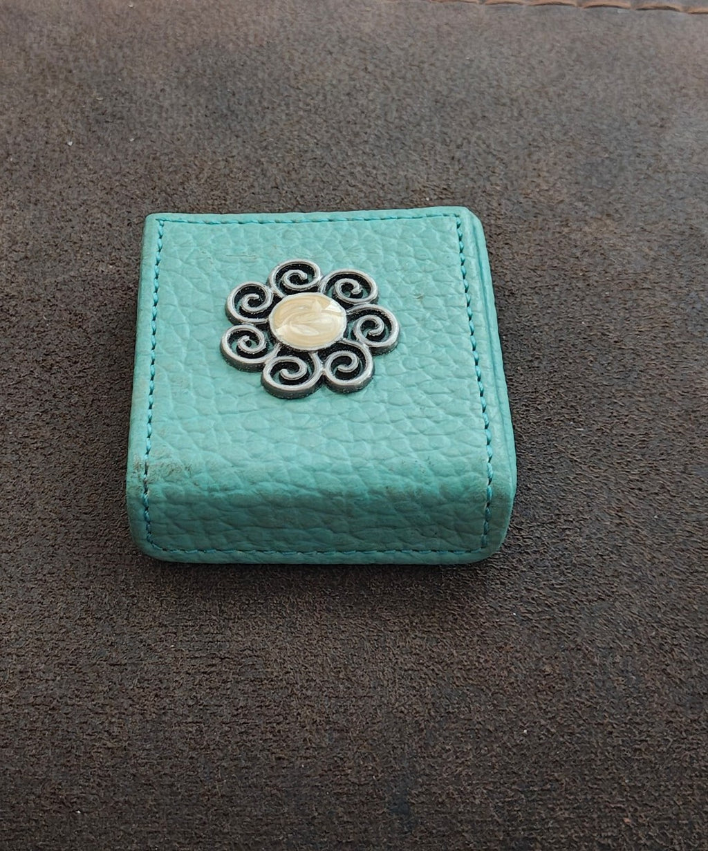 1980s Turquoise Pebbled Swirl Design Mini Trinket & Pill Box