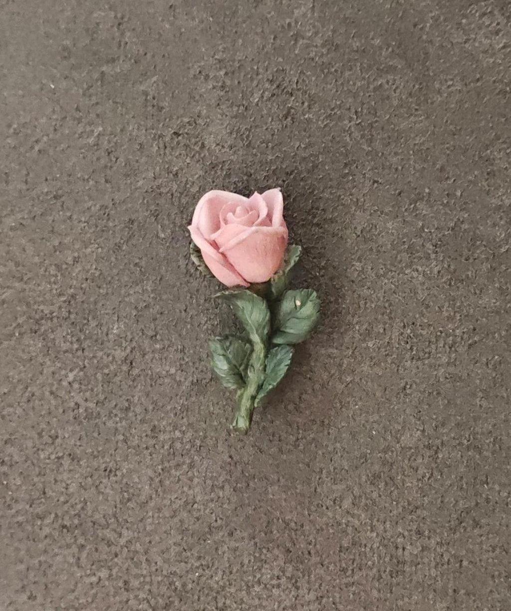 1980s Capodimonte Porcelain Pink Rose Brooch