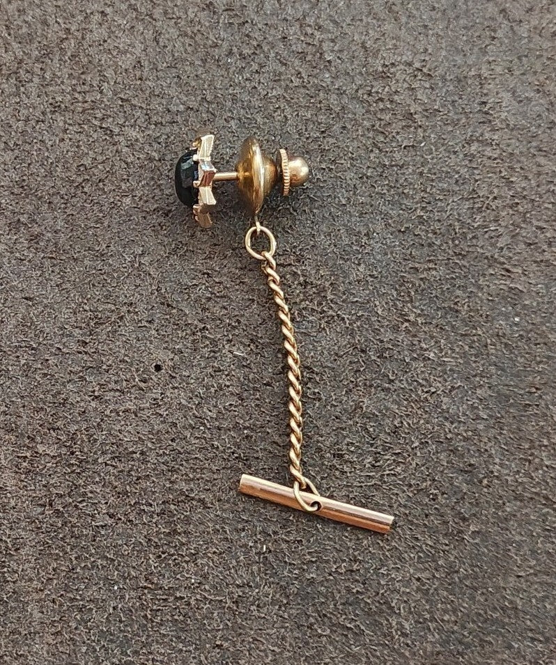 1950s/60s Gold Tone With Dark Cabochon Tie Tack