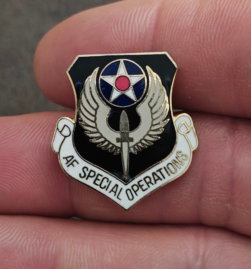 1990s US Air Force Special Operations Gold Tone Enamel Pin