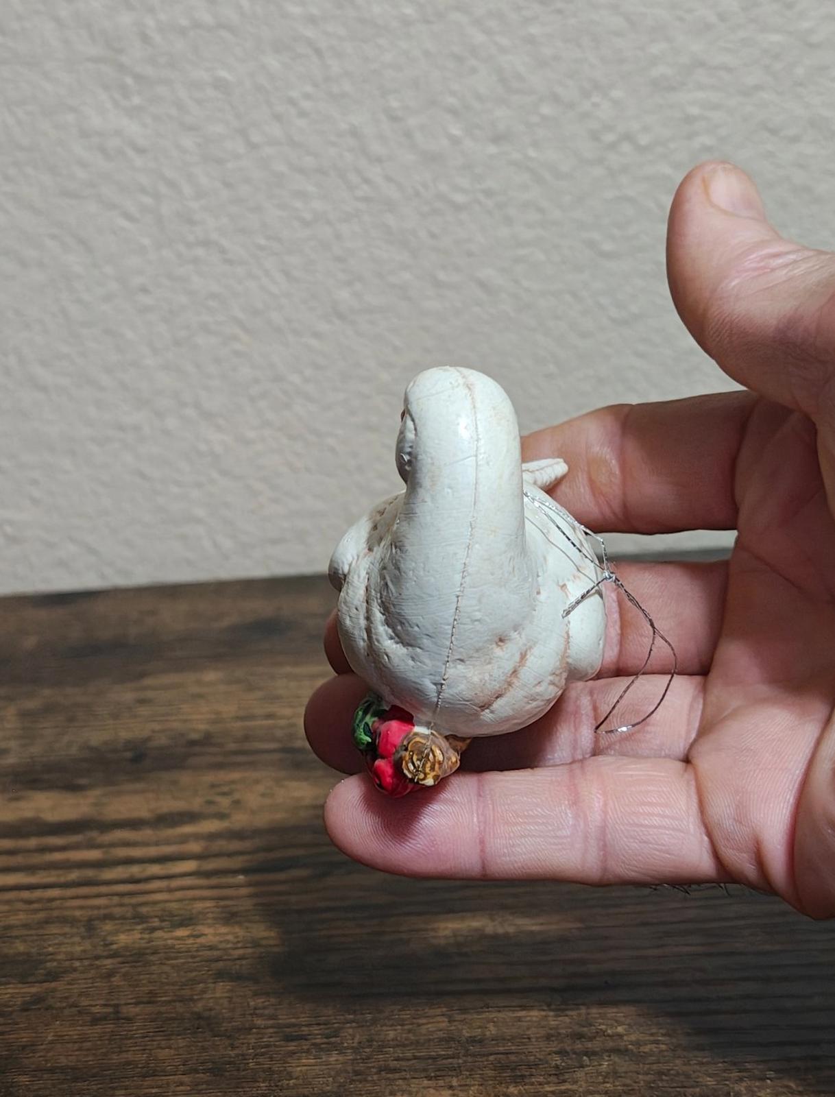 1960s Vintage White Dove Dove Plastic Christmas Ornament