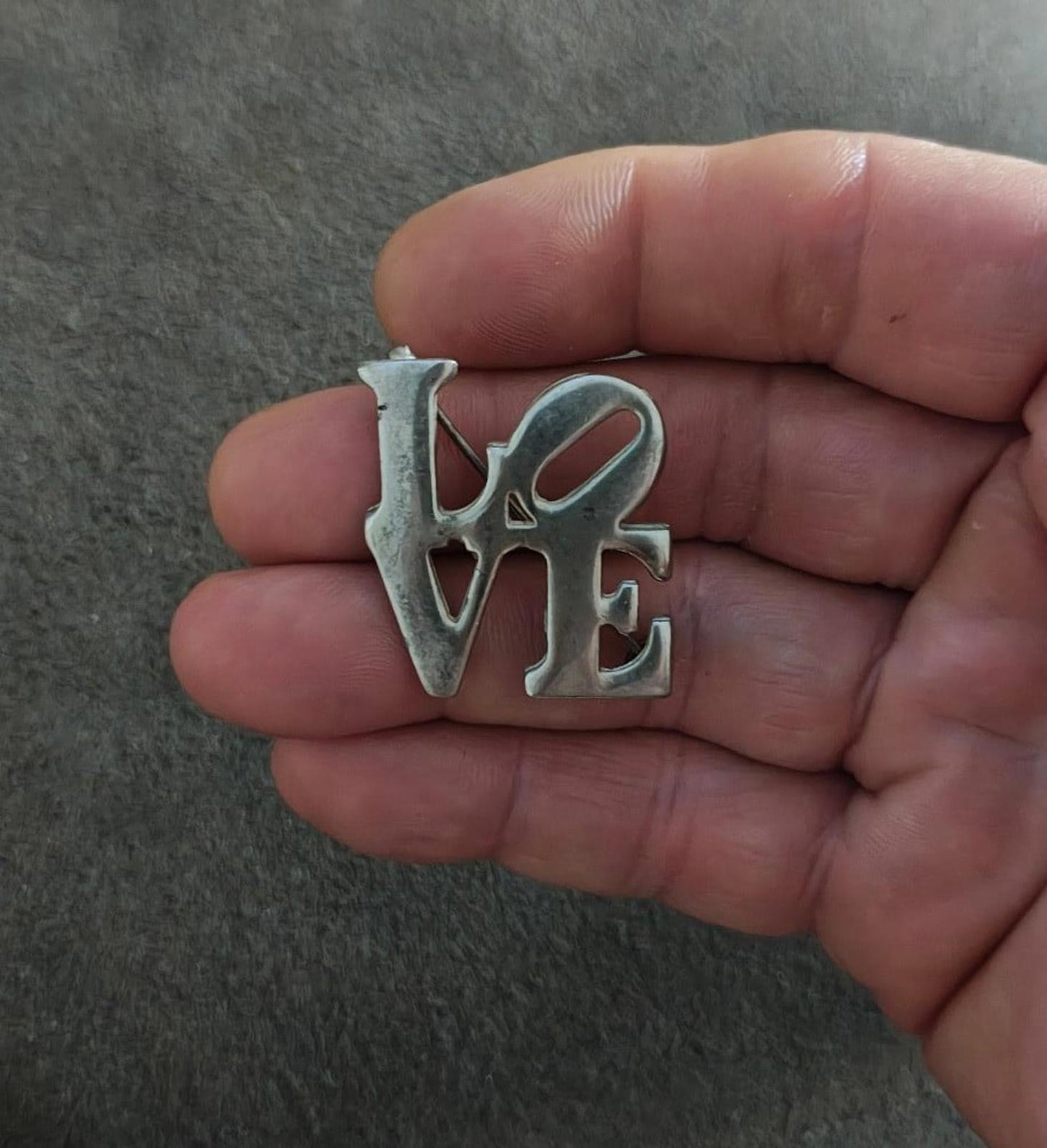 1970'ss Silver Tone Love Pin Brooch