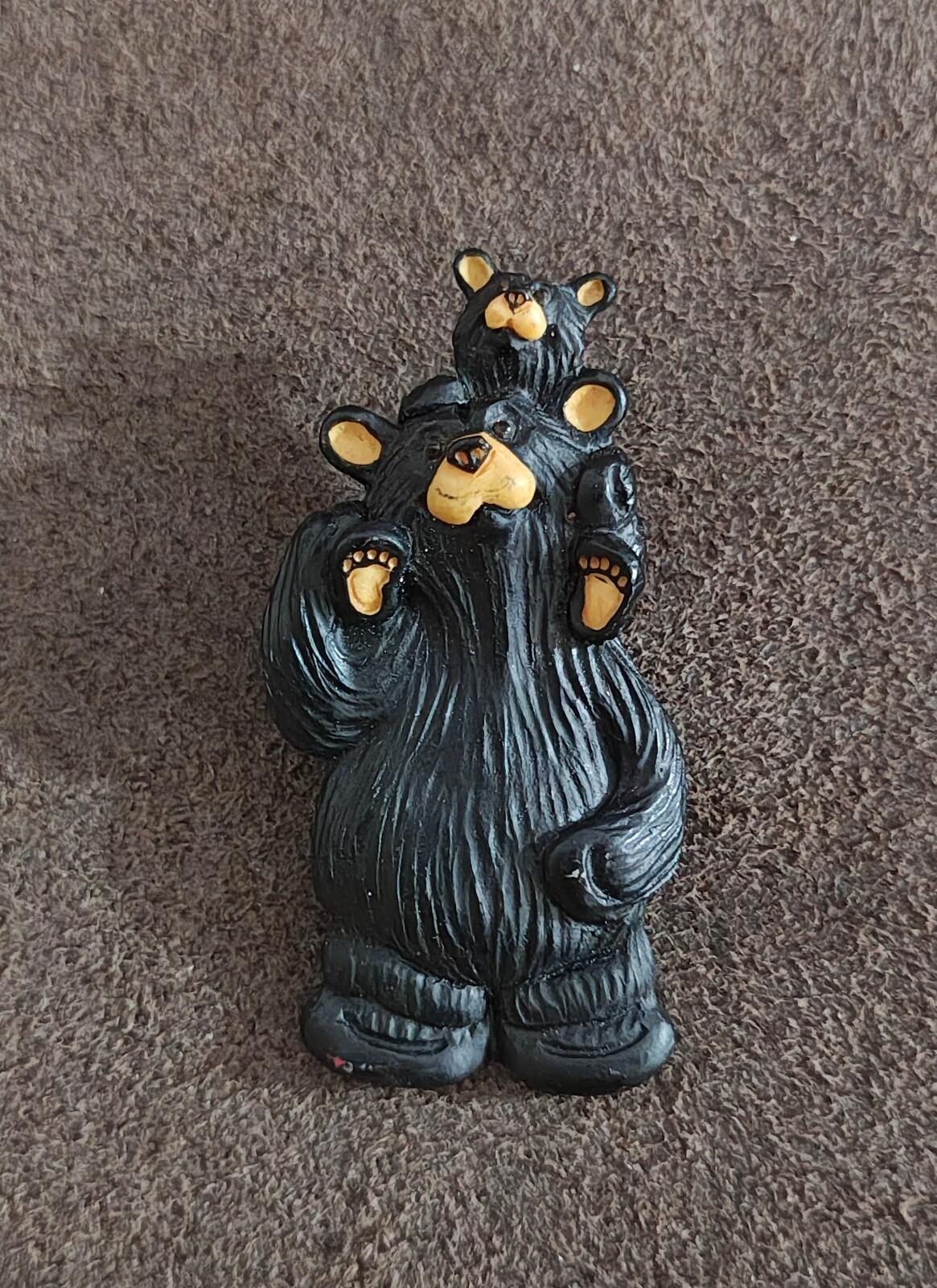 1980s Mama Bear & Baby Black Bear Plastic Pin