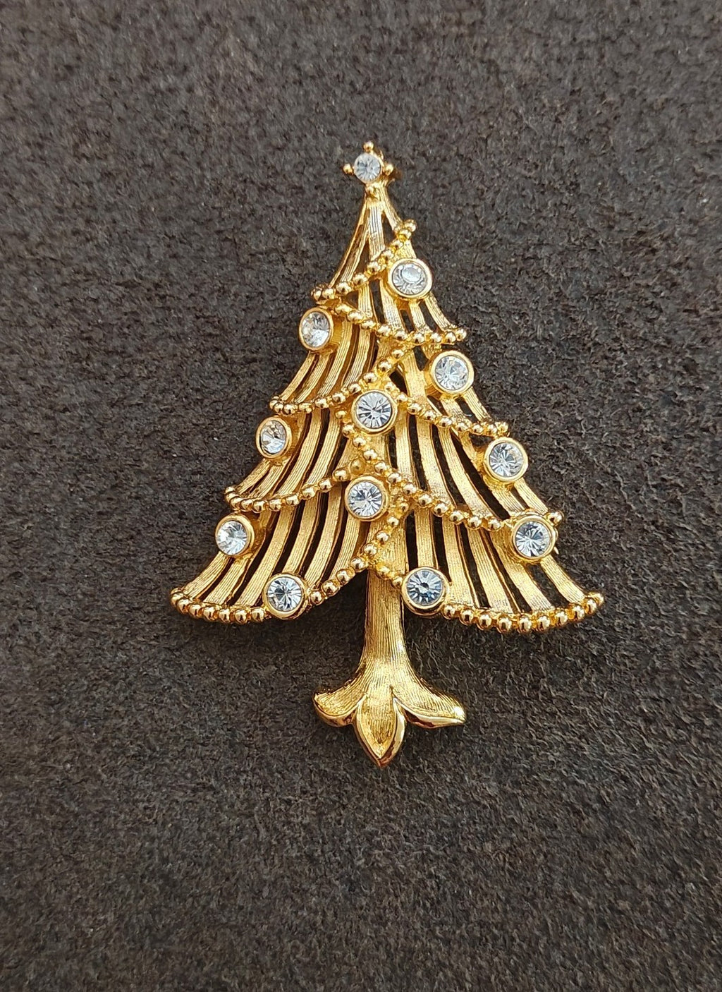 1960s/70s Gold Tone Four-tier Open Slat Christmas Tree Brooch