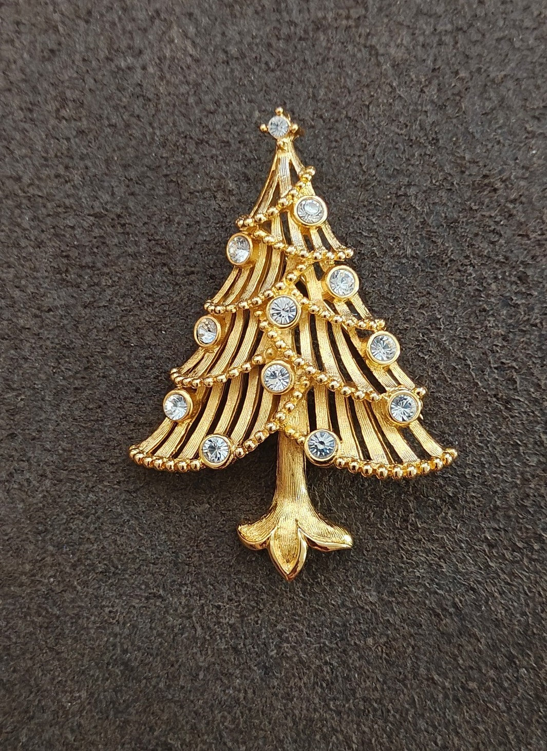 1960s/70s Gold Tone Four-tier Open Slat Christmas Tree Brooch