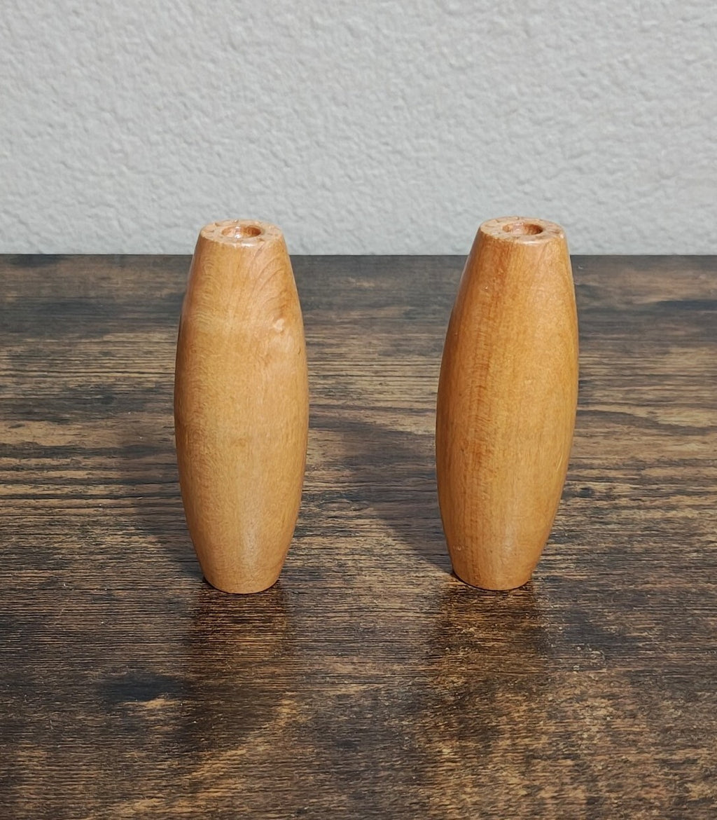 1960s/70s Set Of 2 Wooden Bowling Pins From The Classic Aurora Skittle-Bowl Game