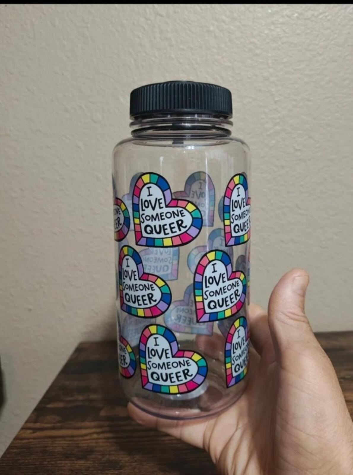 Colorful I Love Someone Queer Anna Parade BPA Free 32 oz Plastic Water Bottle.