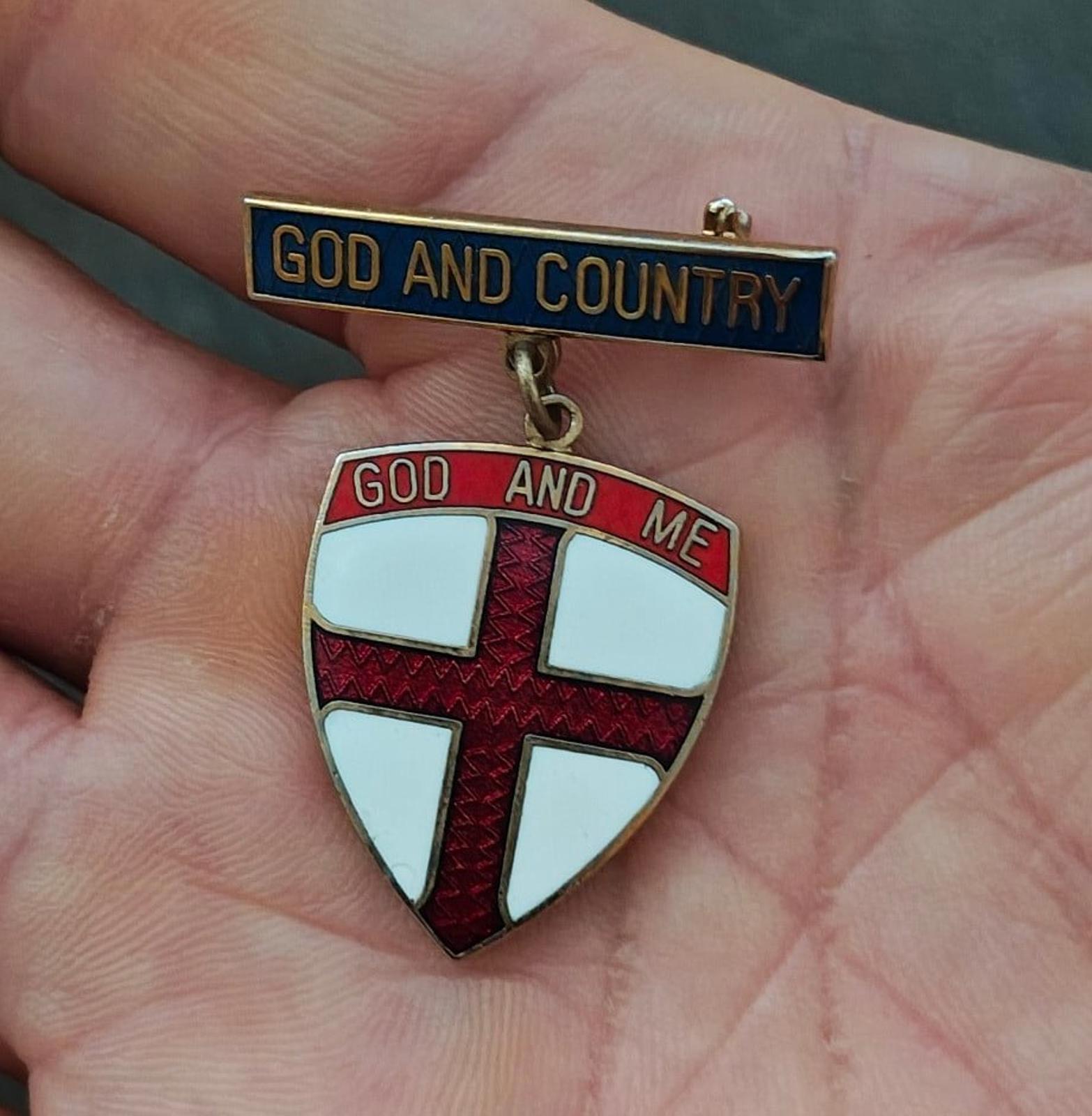 1980's God And Country God And Me Boy Scouts of America BSA Gold Tone Pin