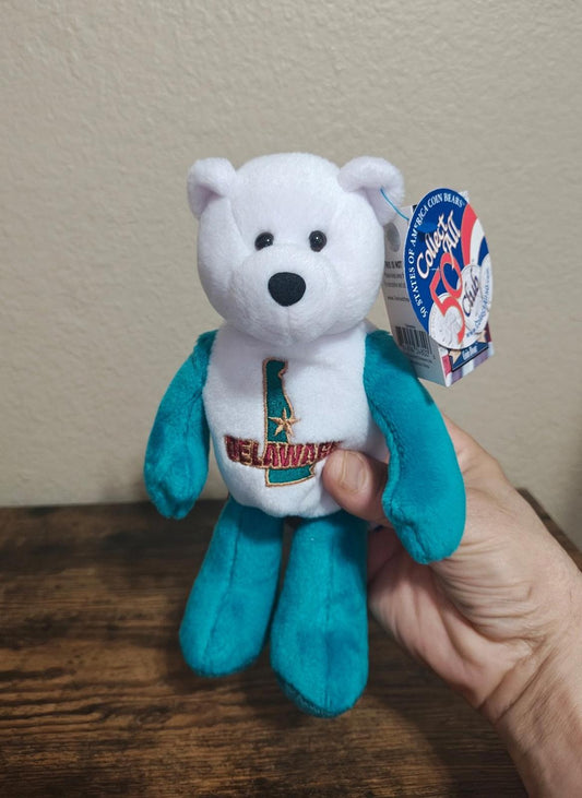 2001 Limited Treasures Delaware State Quarter Bear Collectible Beanbag Plush