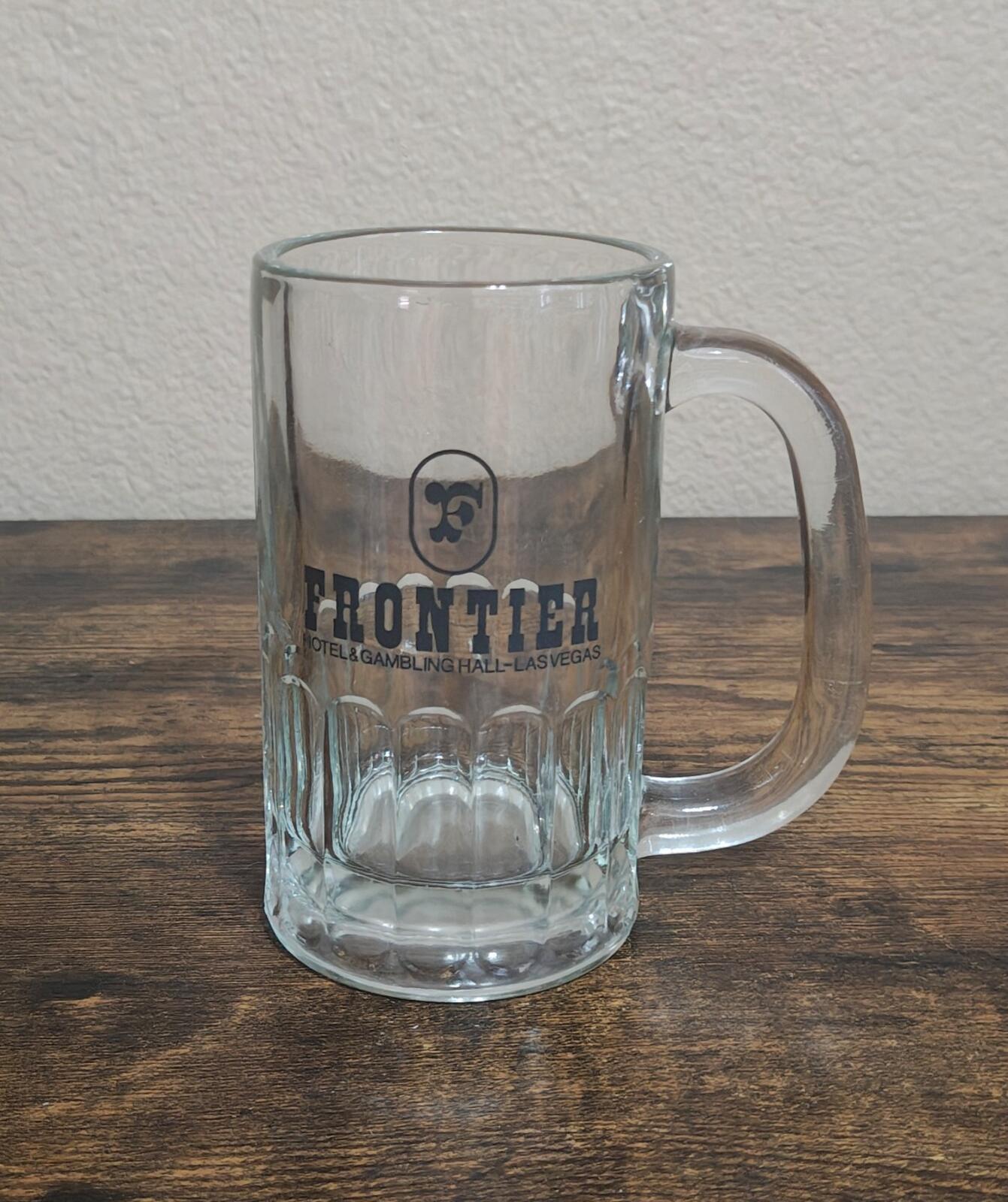 1970s  Frontier Hotel and Gambling Hall Las Vegas 12 oz Glass Mug/Beer Mug/Stein