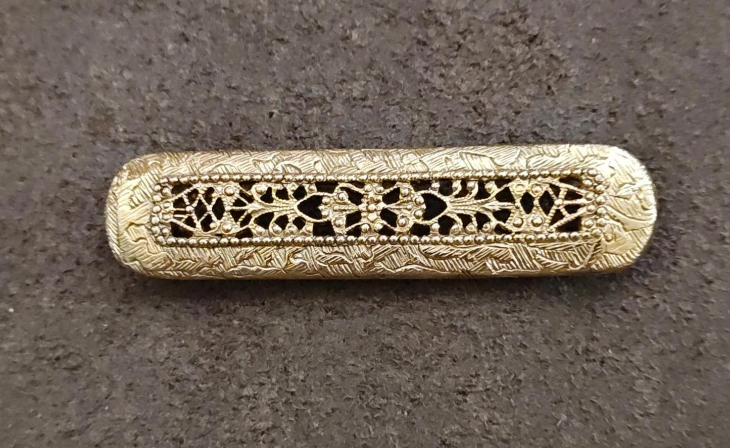 1980s Gold Tone Victorian Filigree Style Brooch