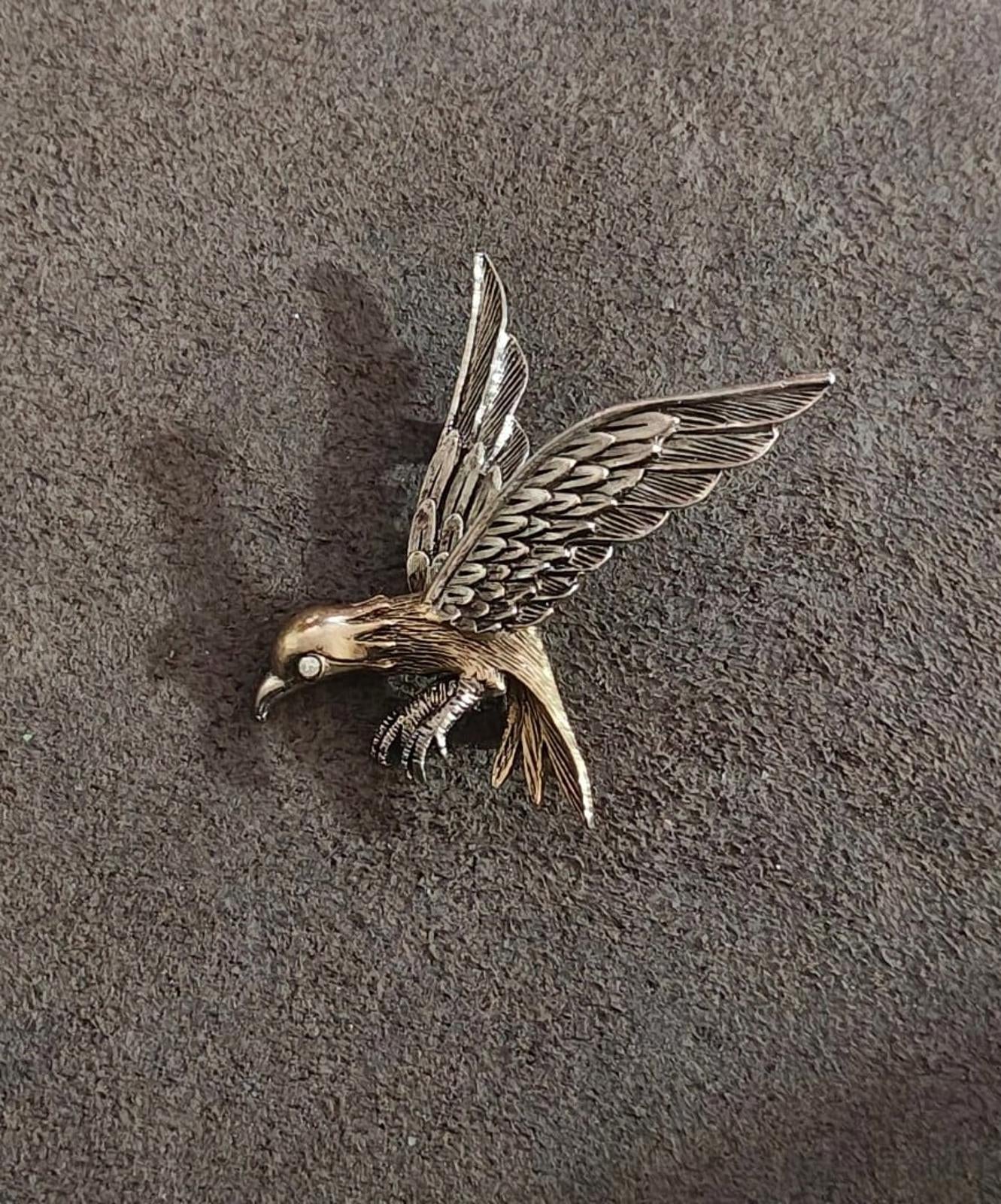 1960's Signed Art Pepper Two Tone American Eagle Patriotic Brooch Pin