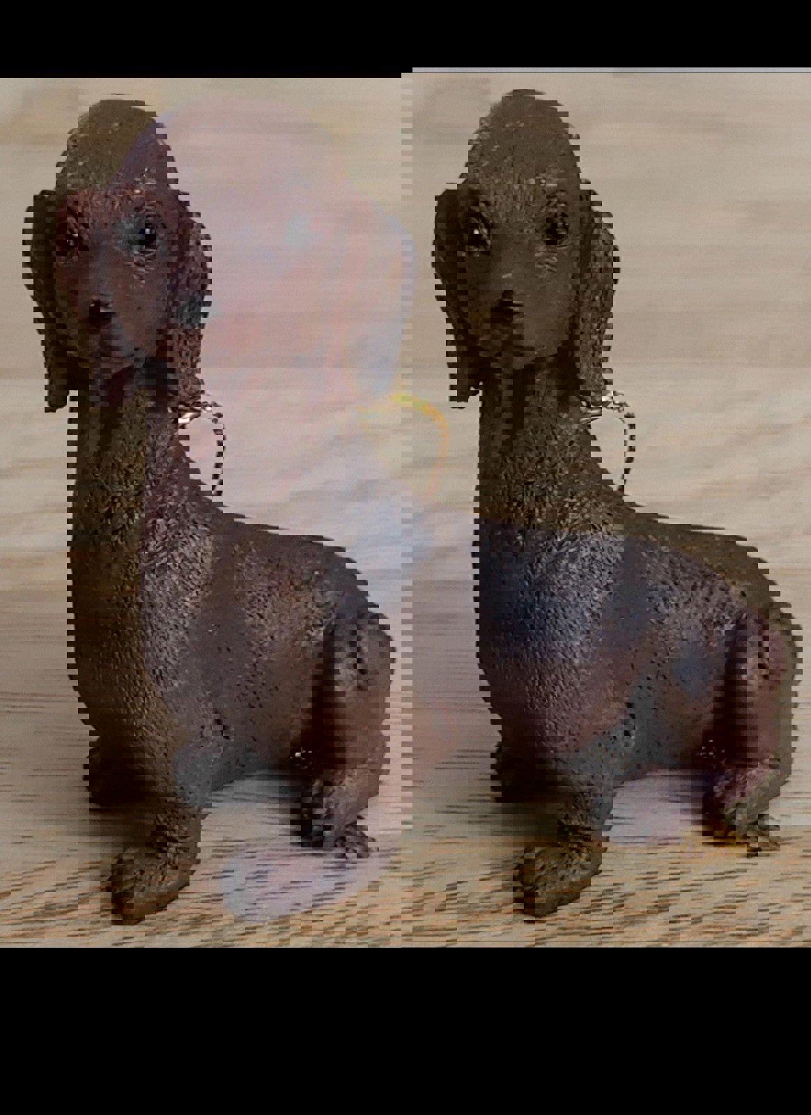 Set of 2 Chocolate Brown Dachshund Christmas Dog Ornaments