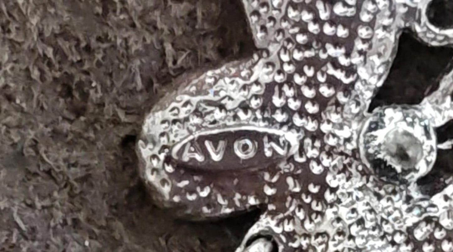 1980s Signed Avon Aqua Color Silver Tone Butterfly Dangle Pin