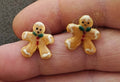 Handpainted Gingerbread Man Gold Tone Stud Earrings