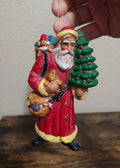 1980s Molded Plastic Santa Claus Figurine Ornament