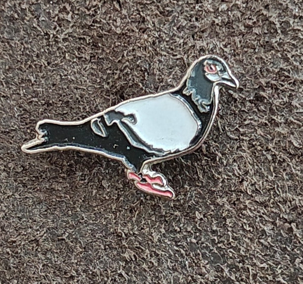 Miniature Pigeon Silver Tone Enamel Pin