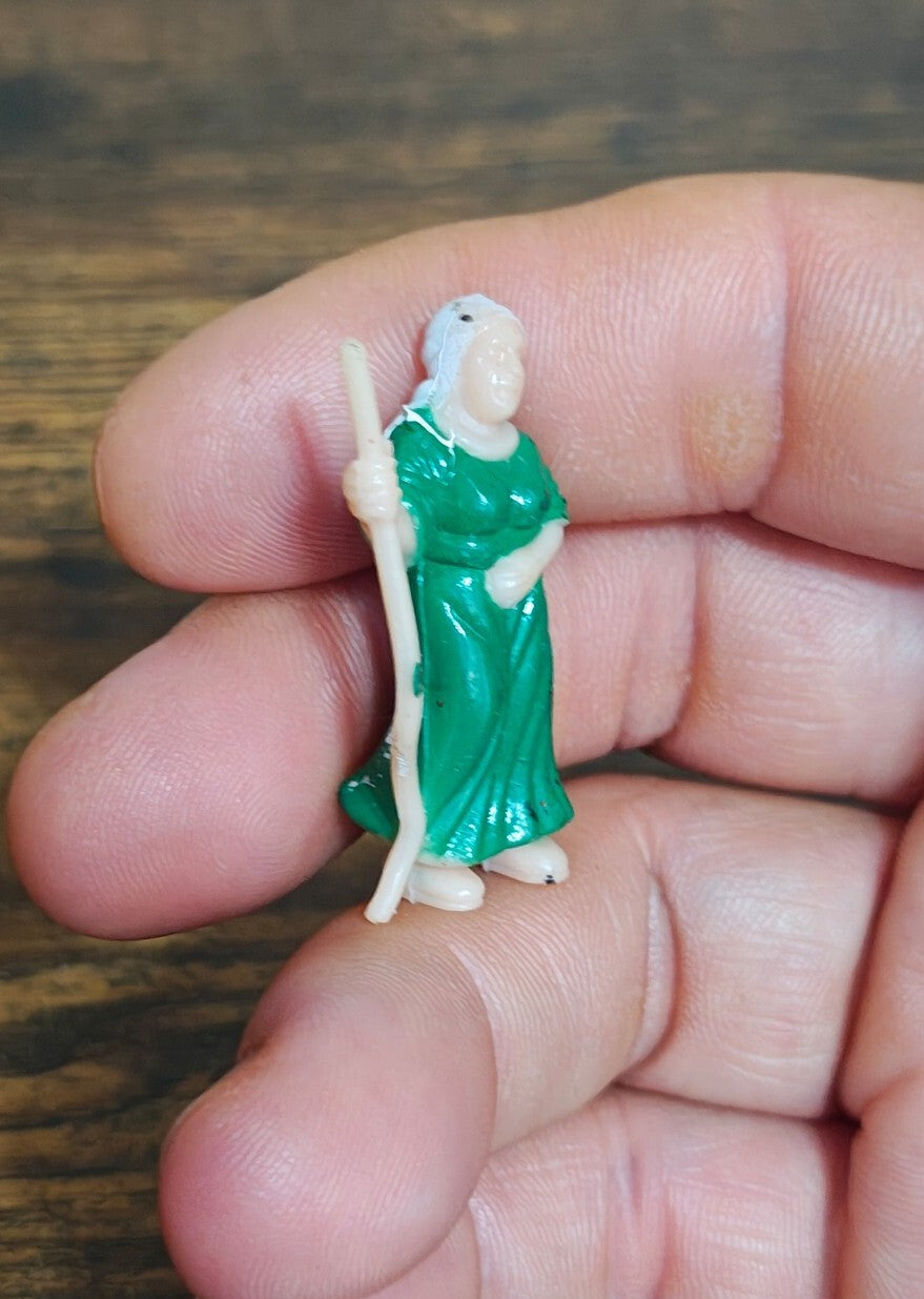 1950s Mrs. Noah Holding a Staff Rubber Figure/Figurine