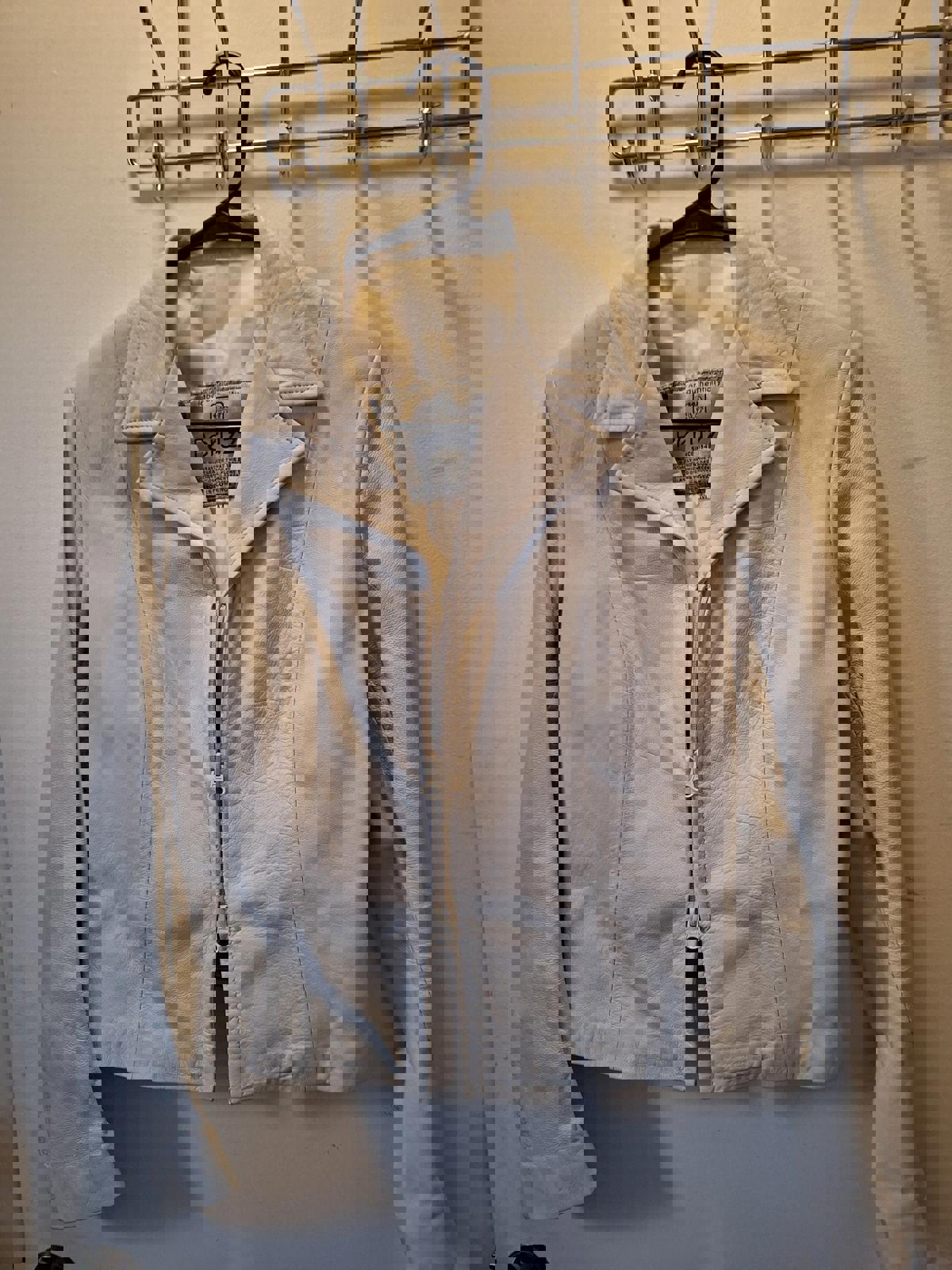 Peruzzi Cream Colored Leather Jacket Made in Florence, Italy