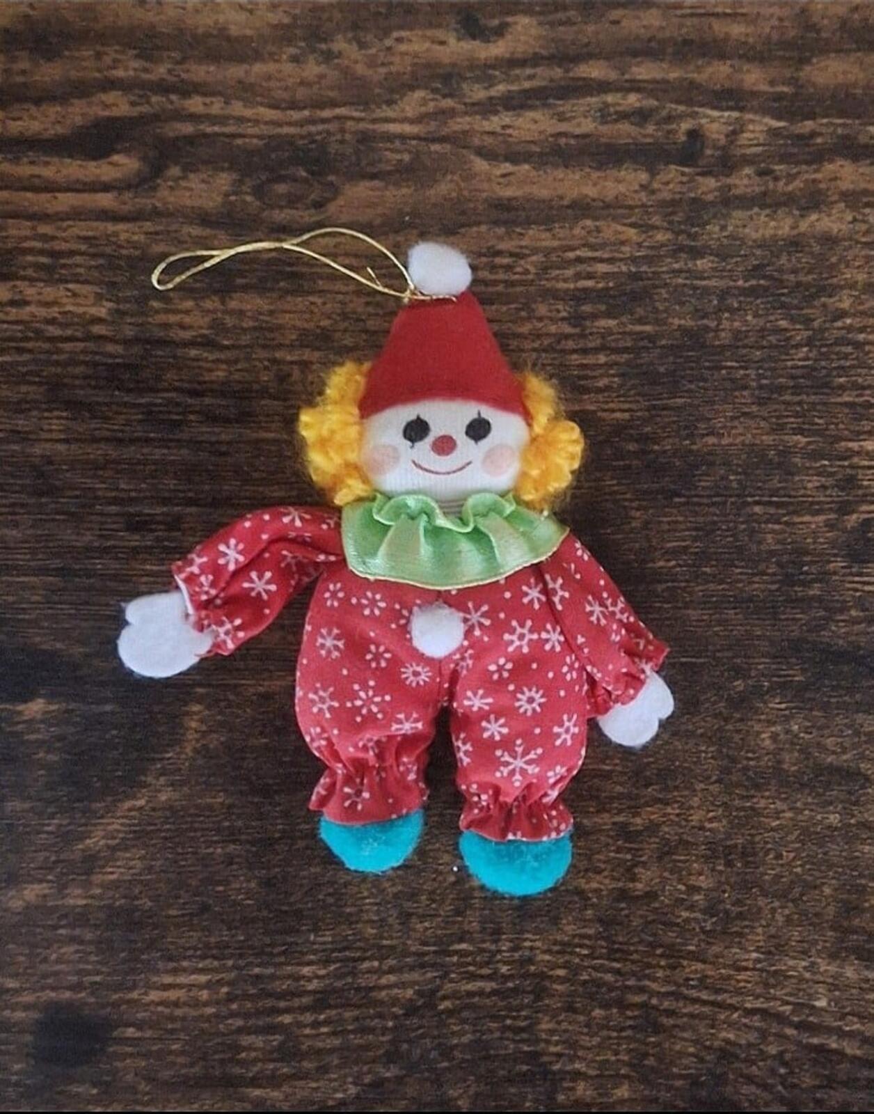 Set Of 1980s Soft Stuffed Circus Clowns/Clowns 4" Ornaments