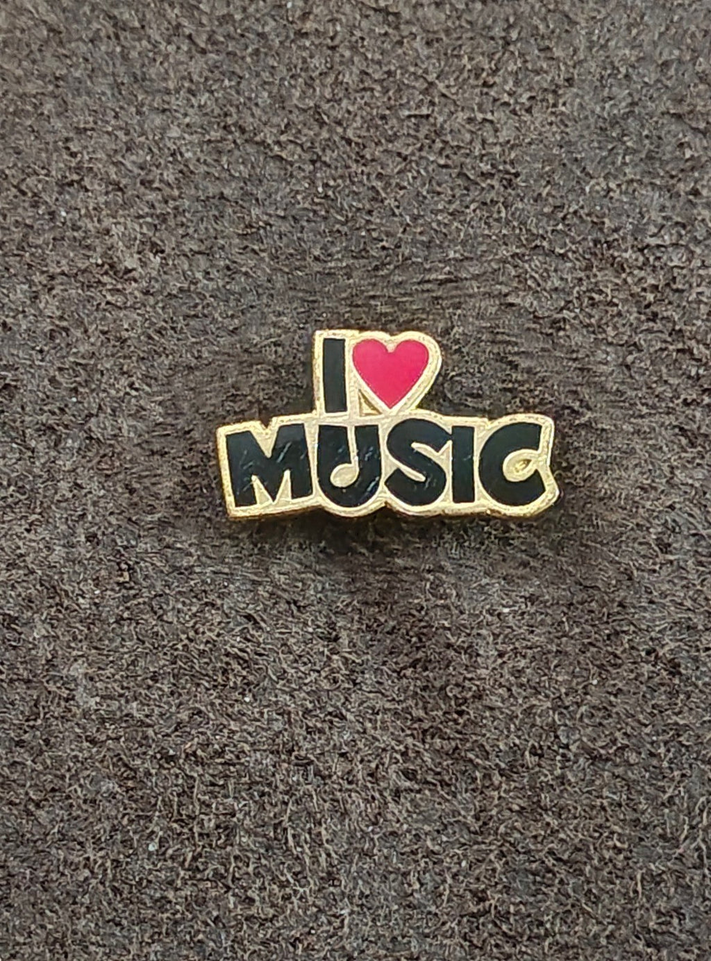 1980s Novelty/Retro I Love Music Gold Tone Enamel Pin