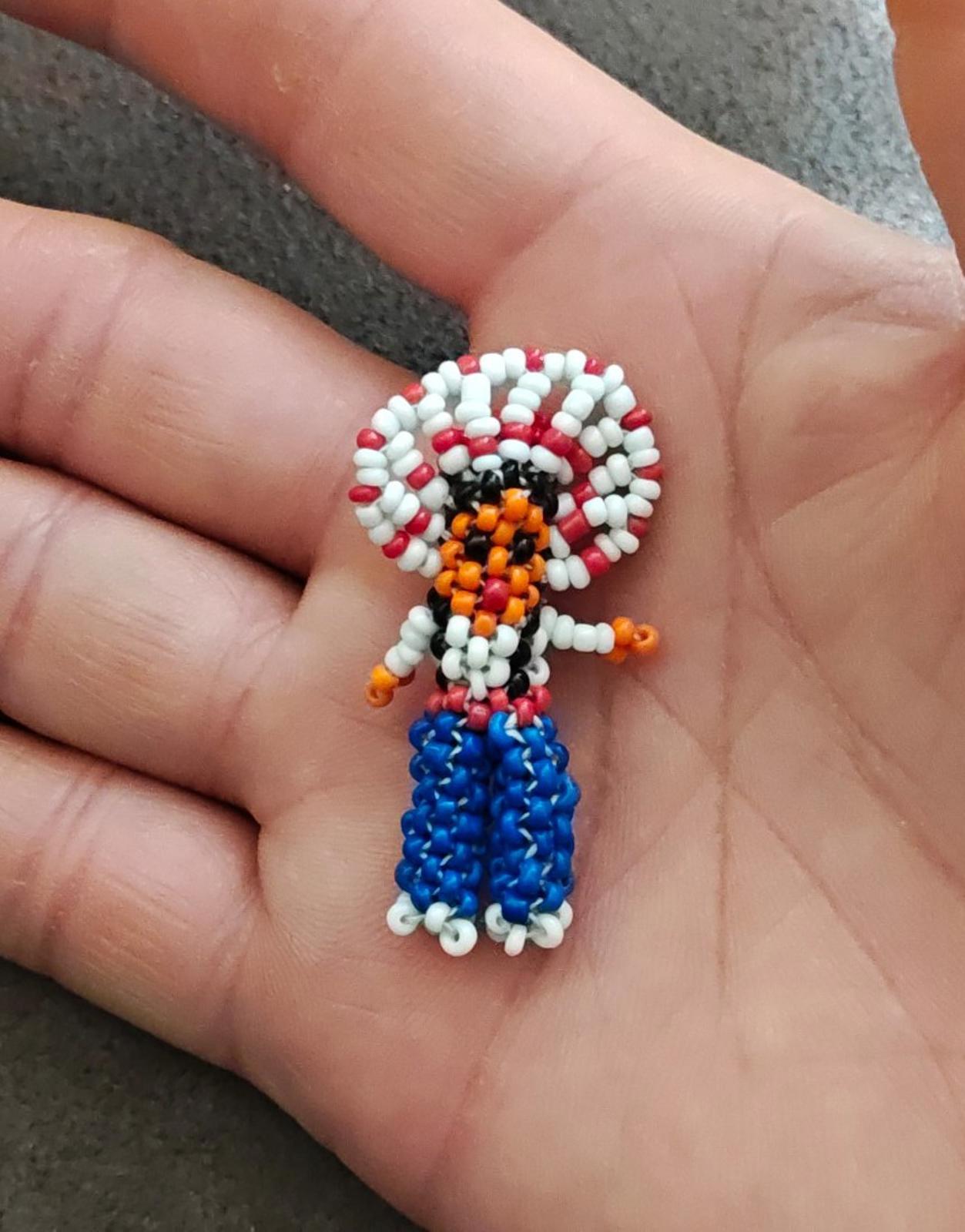 1960s/70s Handcrafted  Native American Seed Bead Figure Brooch