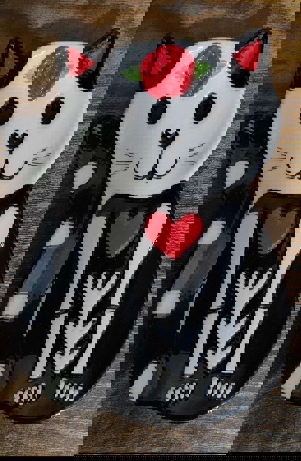 Set Of 3-3D Black Sugar Skull Skeleton Cat Day Of The Dead Trinket Plates